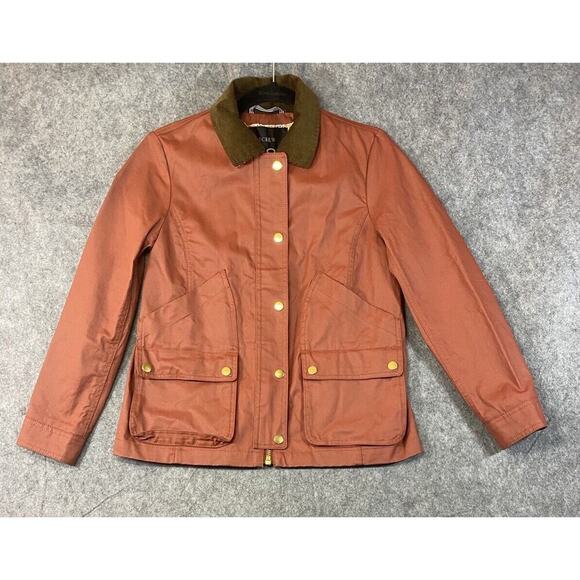 J Crew Jacket Womens Extra Small Barn Jacket Maroon Corduroy Collar
